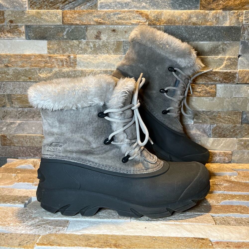 Sorel Angel Waterproof Suede Upper Gray/Black Boots Women’s Size 7